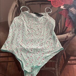 Wild Fable Light Green Floral Bodysuit